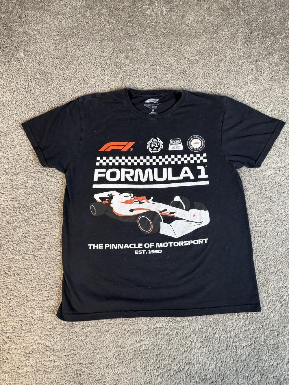 Hybrid Apparel Shirt Mens M Black Formula 1 Graphic Crew Neck Tagless Cotton